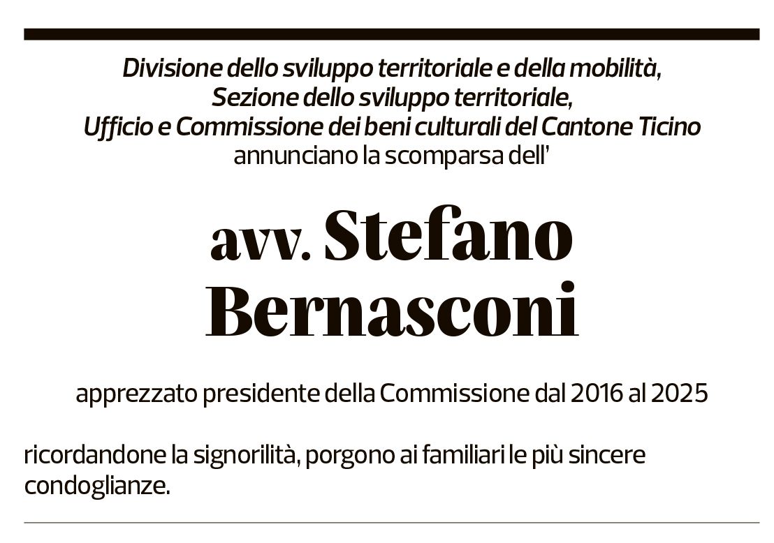 Annuncio funebre Stefano Bernasconi