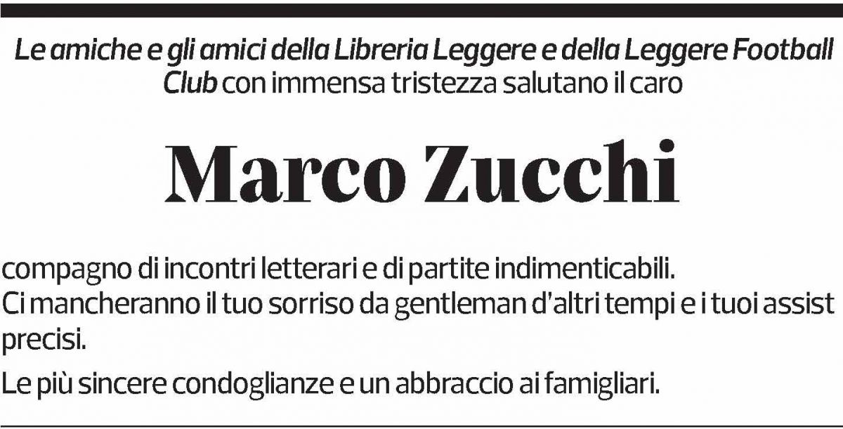 Annuncio funebre Marco Zucchi