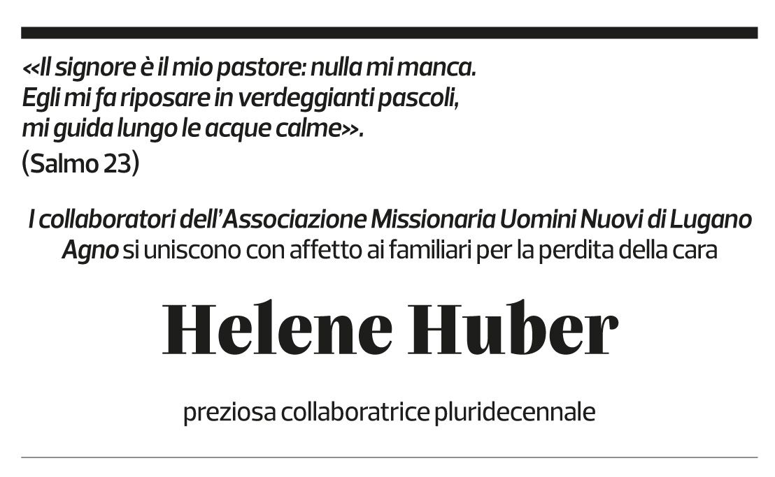 Annuncio funebre Helene Huber