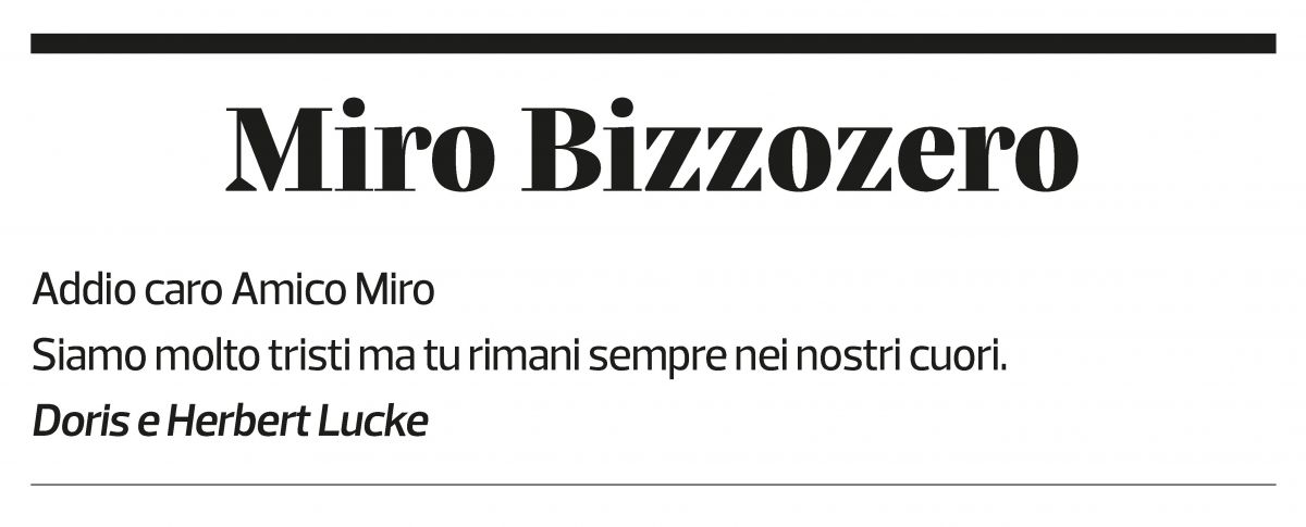 Annuncio funebre Casimiro Bizzozero