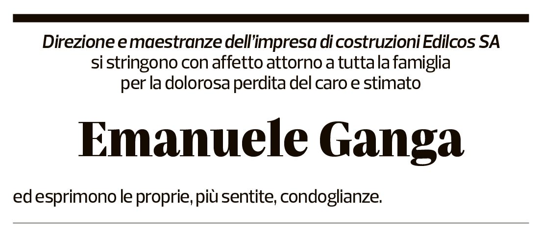 Annuncio funebre Emanuele Ganga