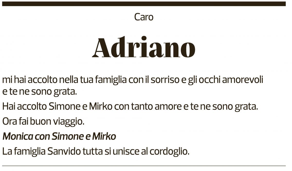 Annuncio funebre Adriano Angeloni