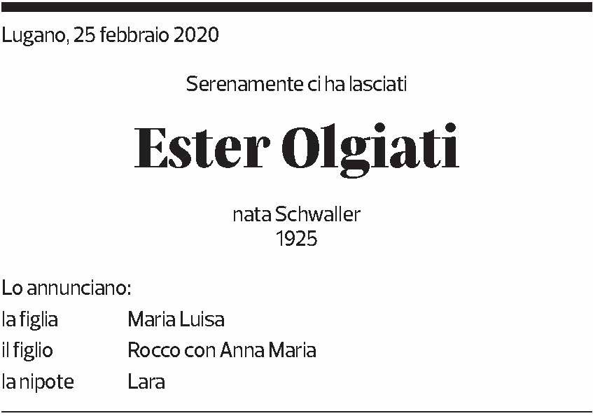 Annuncio funebre Ester Olgiati