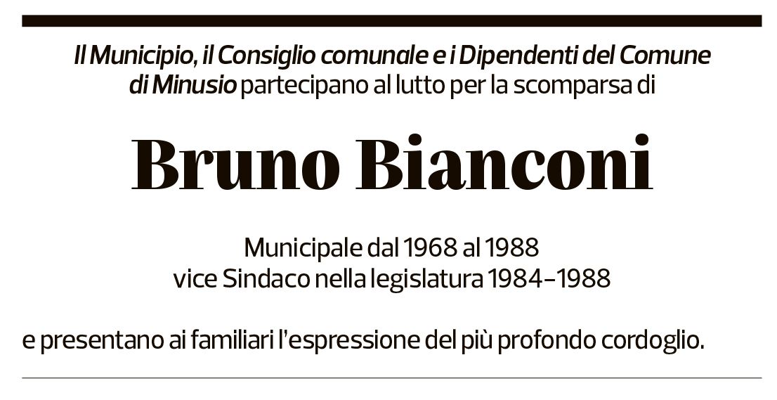 Annuncio funebre Bruno Bianconi