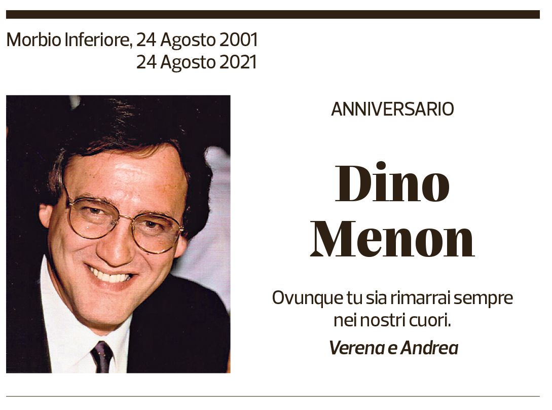 Annuncio funebre Dino Menon