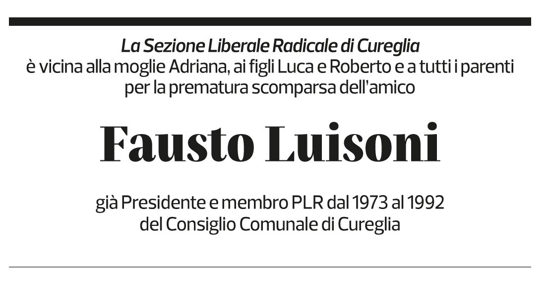 Annuncio funebre Fausto Luisoni