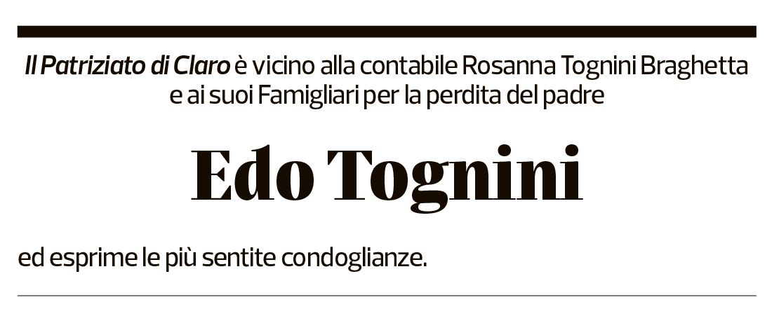 Annuncio funebre Edo Tognini