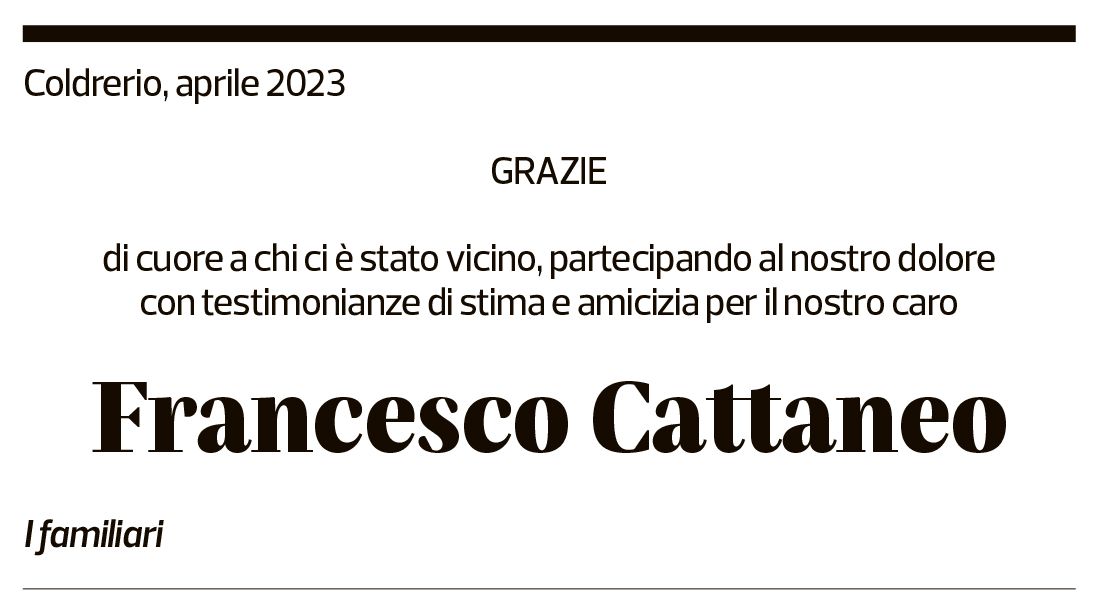 Annuncio funebre Francesco Cattaneo