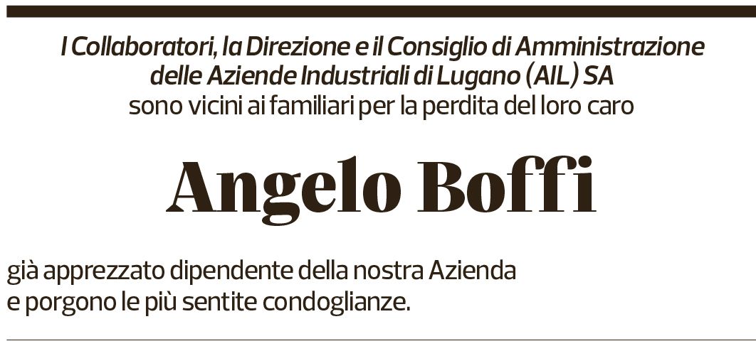 Annuncio funebre Angelo Boffi