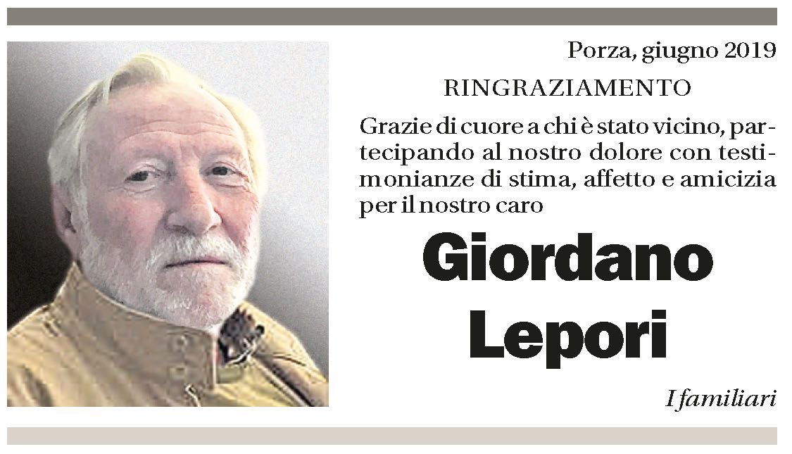 Annuncio funebre Giordano Lepori