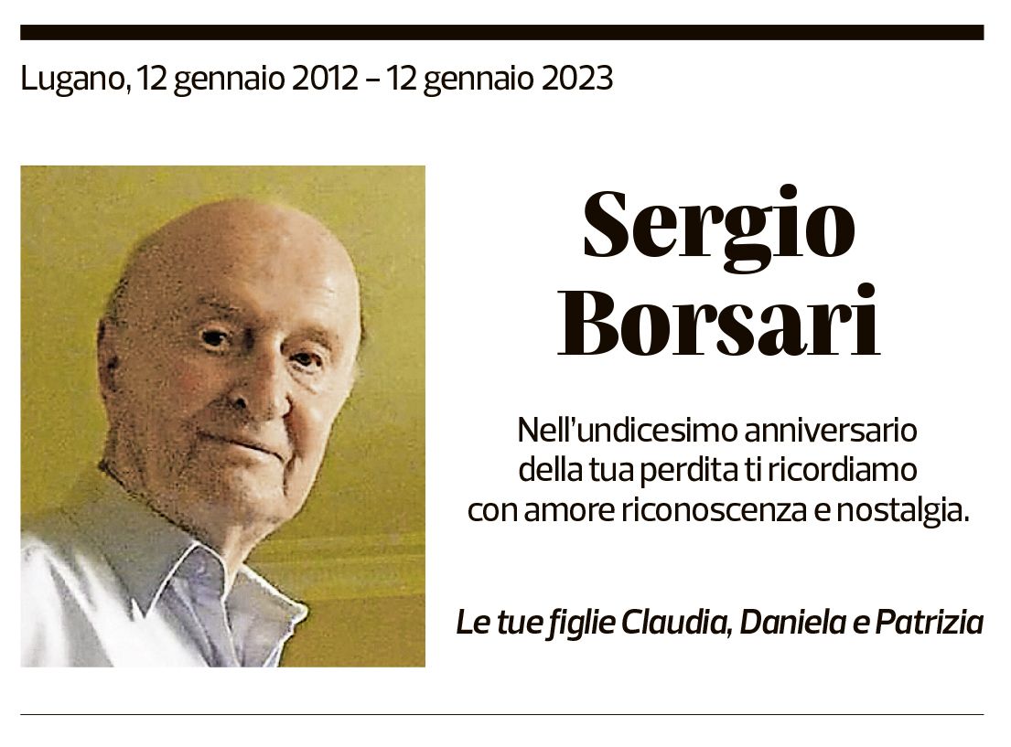 Annuncio funebre Sergio Borsari