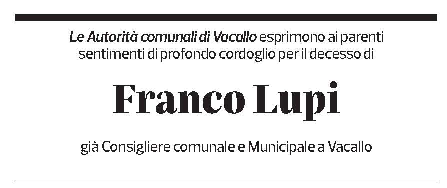 Annuncio funebre Franco Lupi