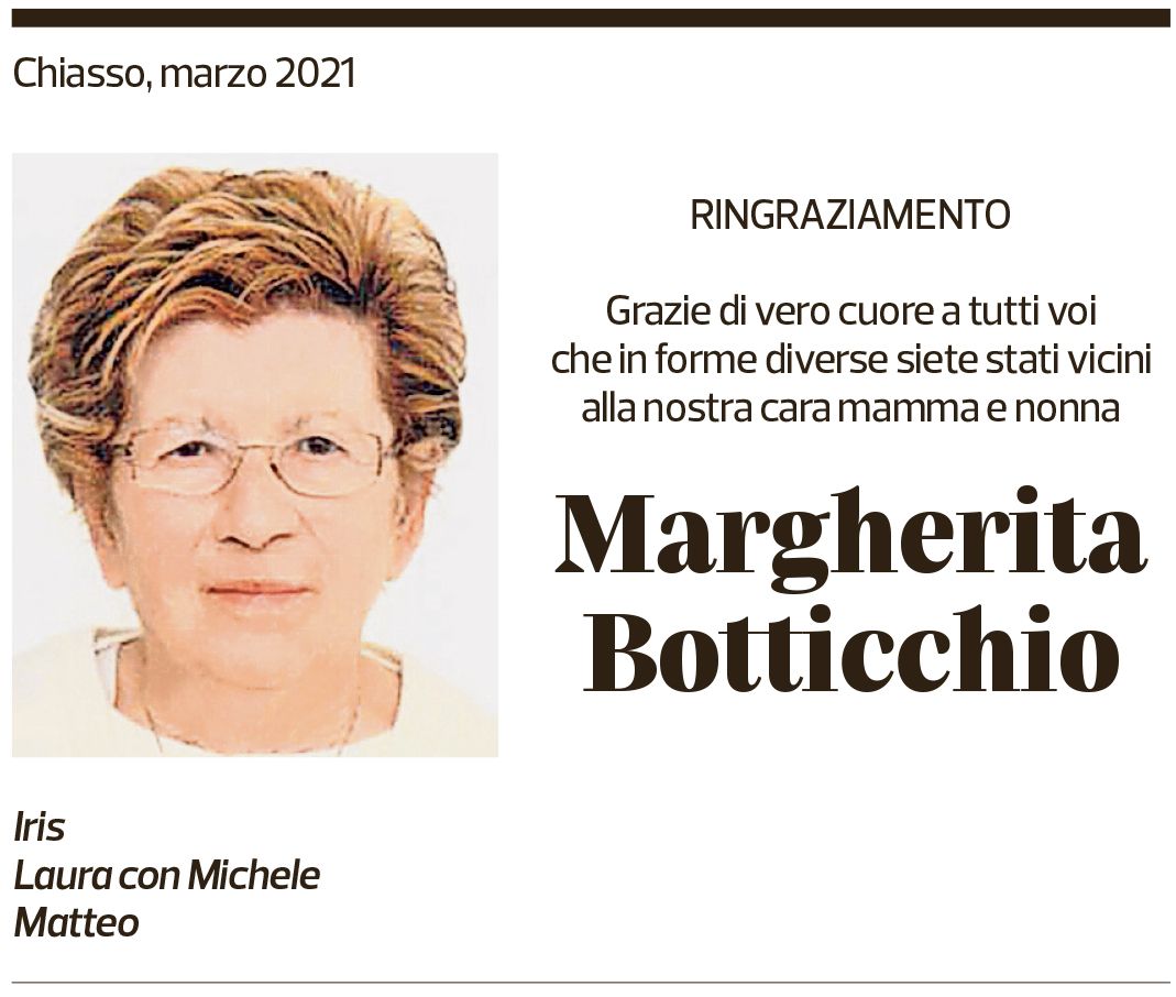 Annuncio funebre Margherita Botticchio