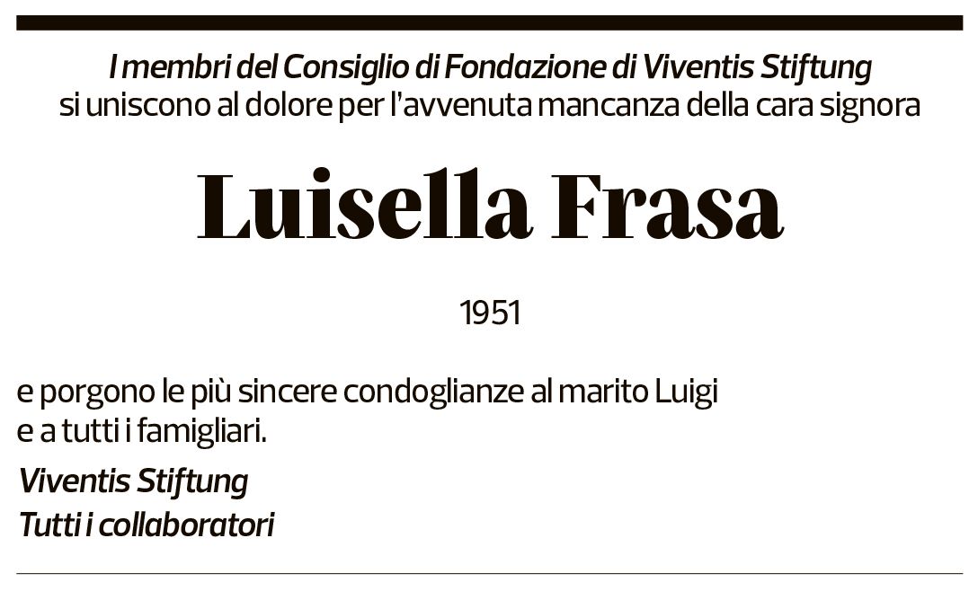 Annuncio funebre Luisella Frasa