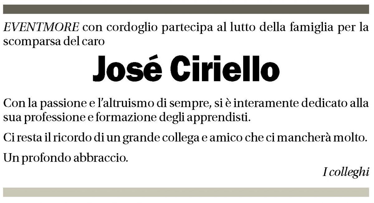 Annuncio funebre José Ciriello