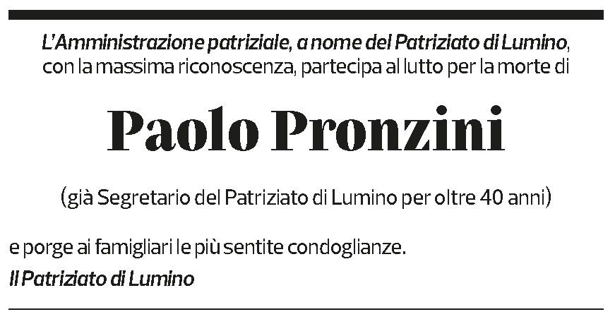 Annuncio funebre Paolo Pronzini