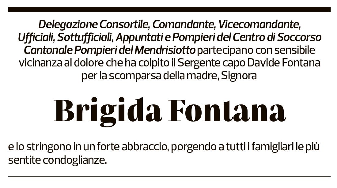 Annuncio funebre Brigida Fontana