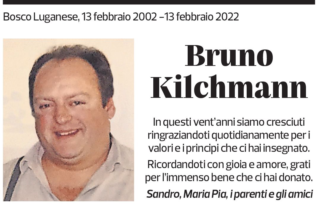 Annuncio funebre Bruno Kilchmann