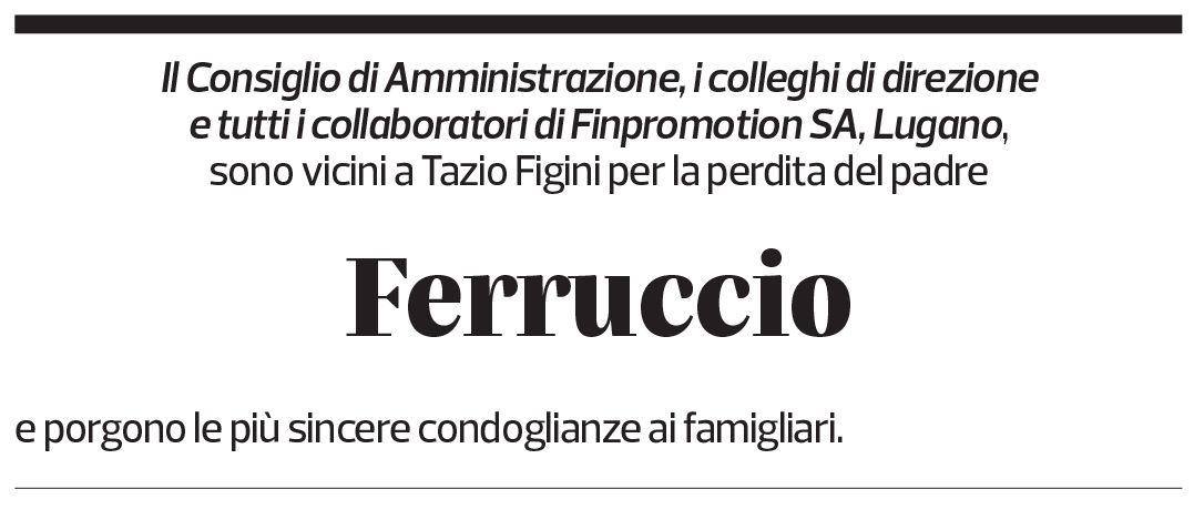 Annuncio funebre Ferruccio Figini