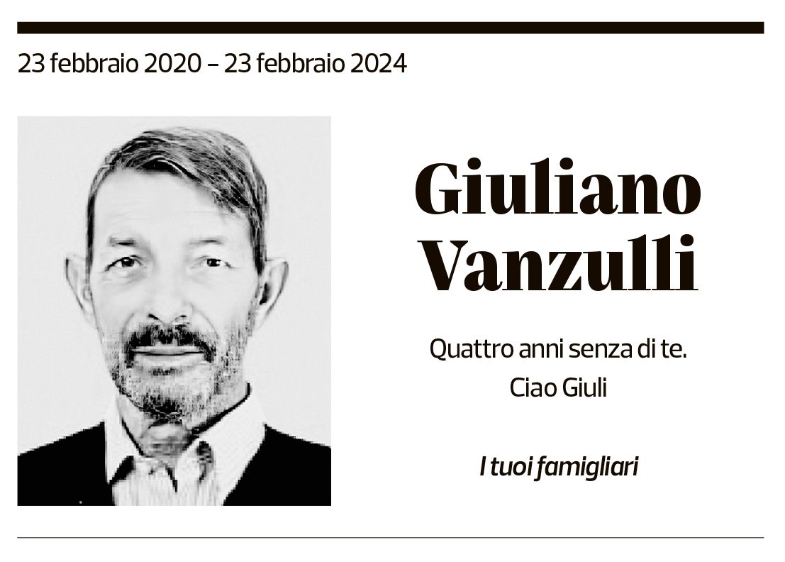 Annuncio funebre Giuliano Vanzulli