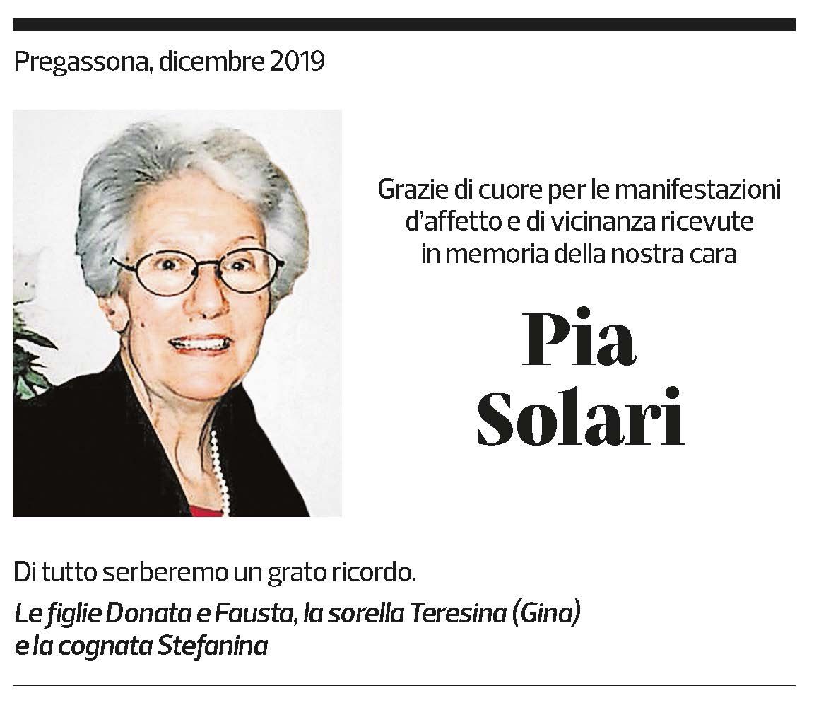 Annuncio funebre Pia Solari