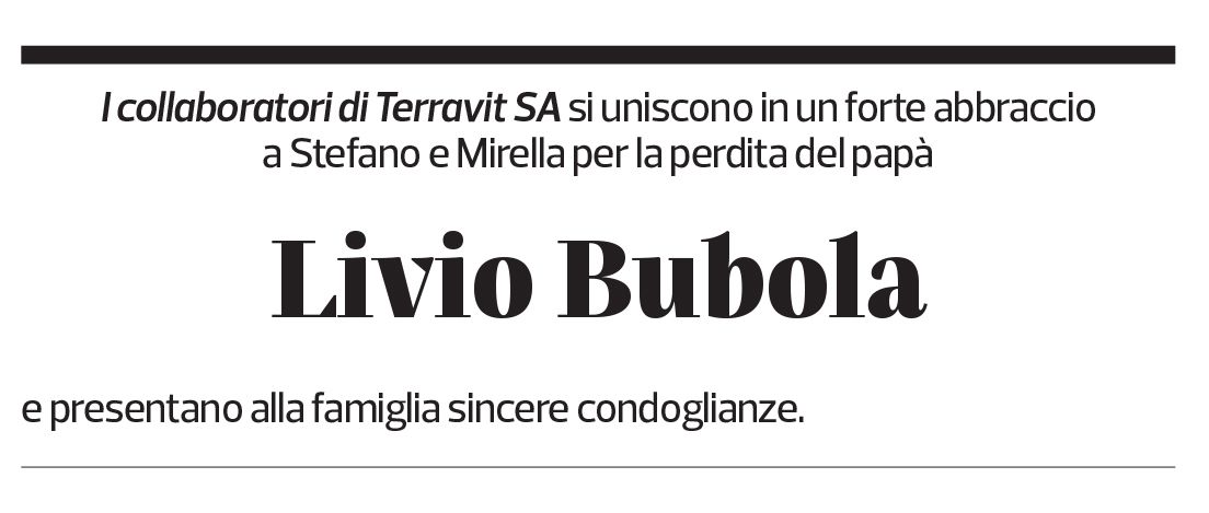 Annuncio funebre Livio Bubola