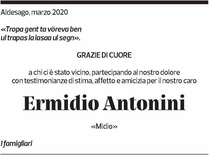 Annuncio funebre Ermidio Antonini