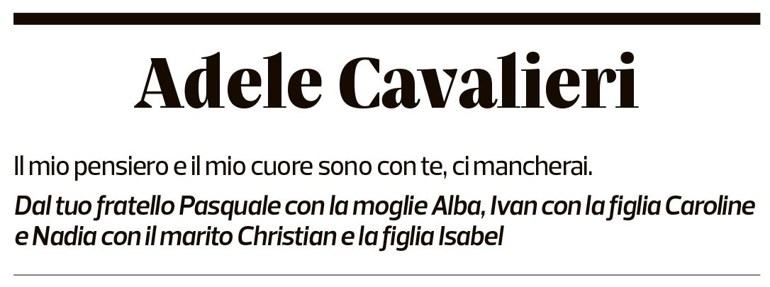 Annuncio funebre Adele Cavalieri