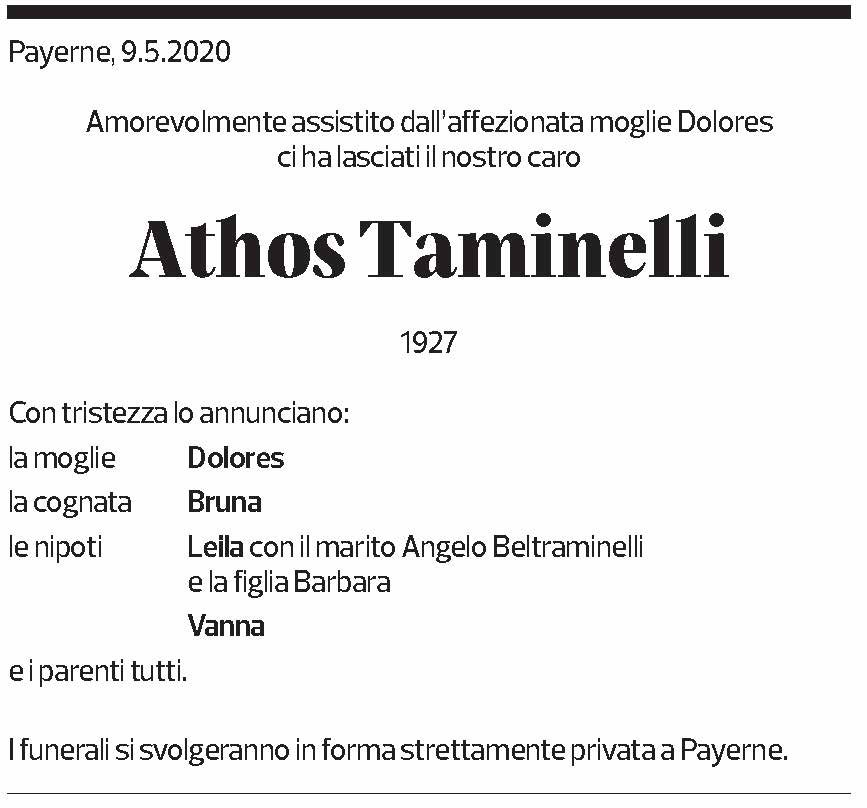 Annuncio funebre Athos Taminelli