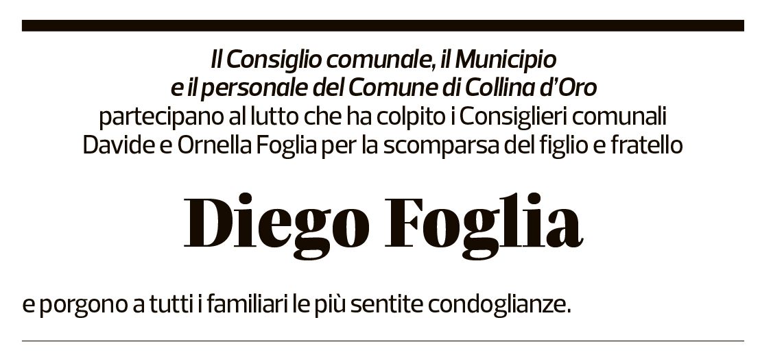 Annuncio funebre Diego Foglia