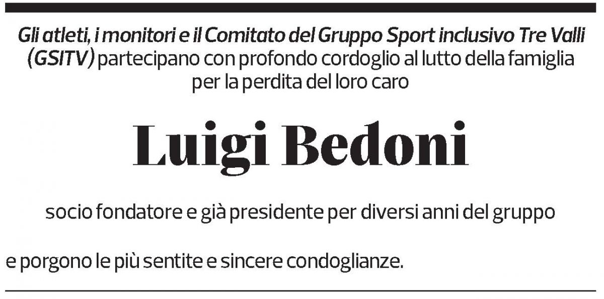 Annuncio funebre Luigi Bedoni