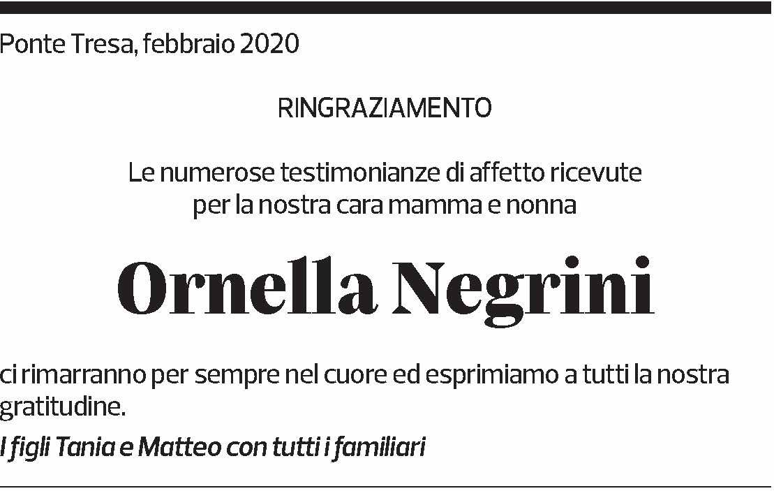 Annuncio funebre Ornella Negrini
