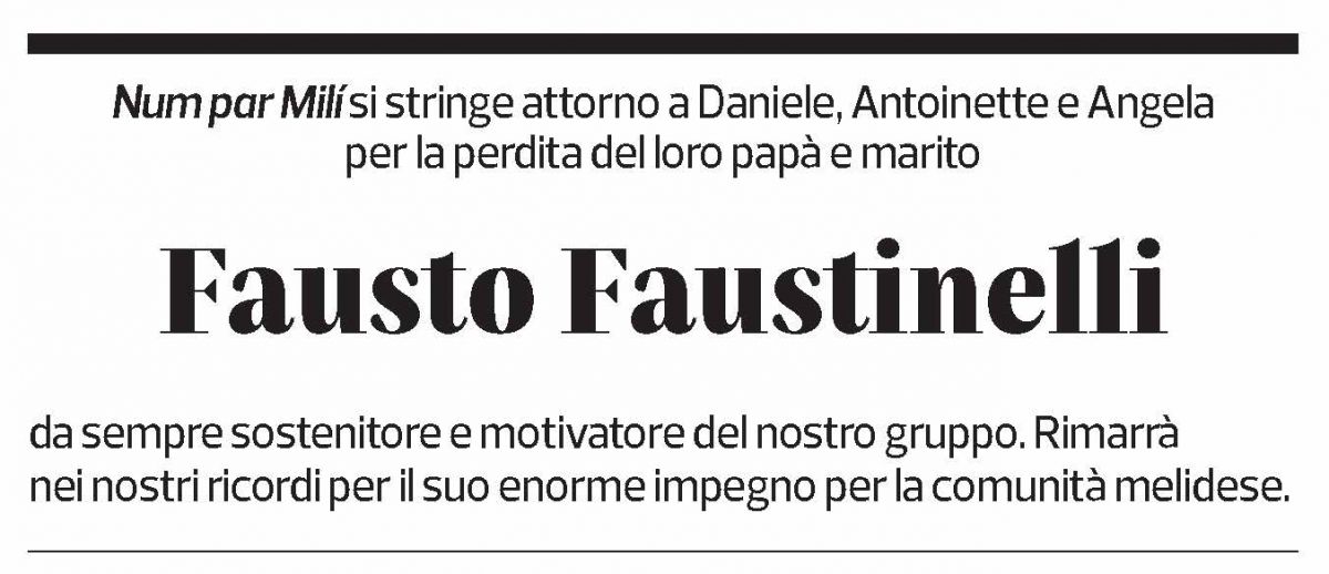 Annuncio funebre Fausto Faustinelli