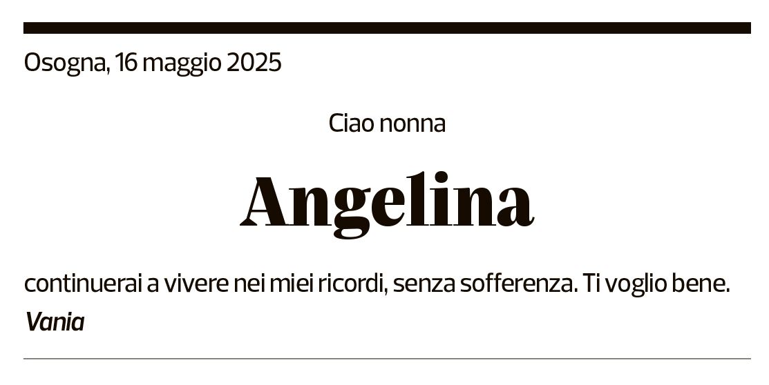 Annuncio funebre Angelina Micheli