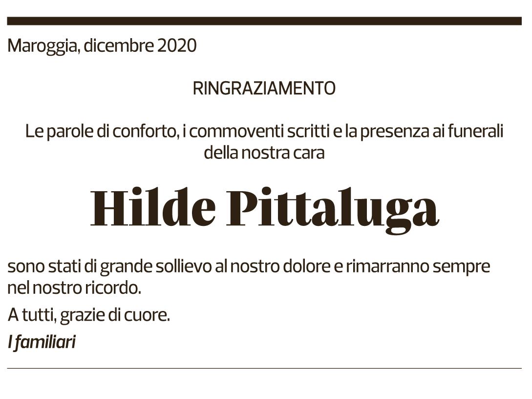 Annuncio funebre Hilde Pittaluga
