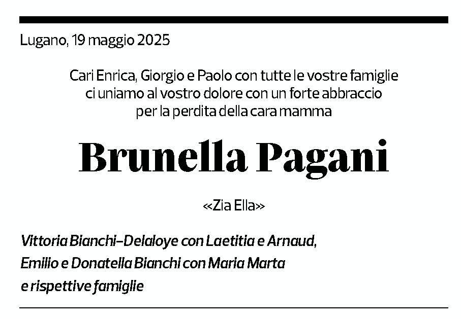 Annuncio funebre Ella Pagani