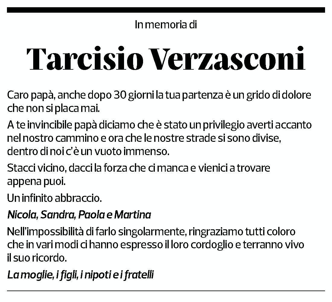 Annuncio funebre Tarcisio Verzasconi