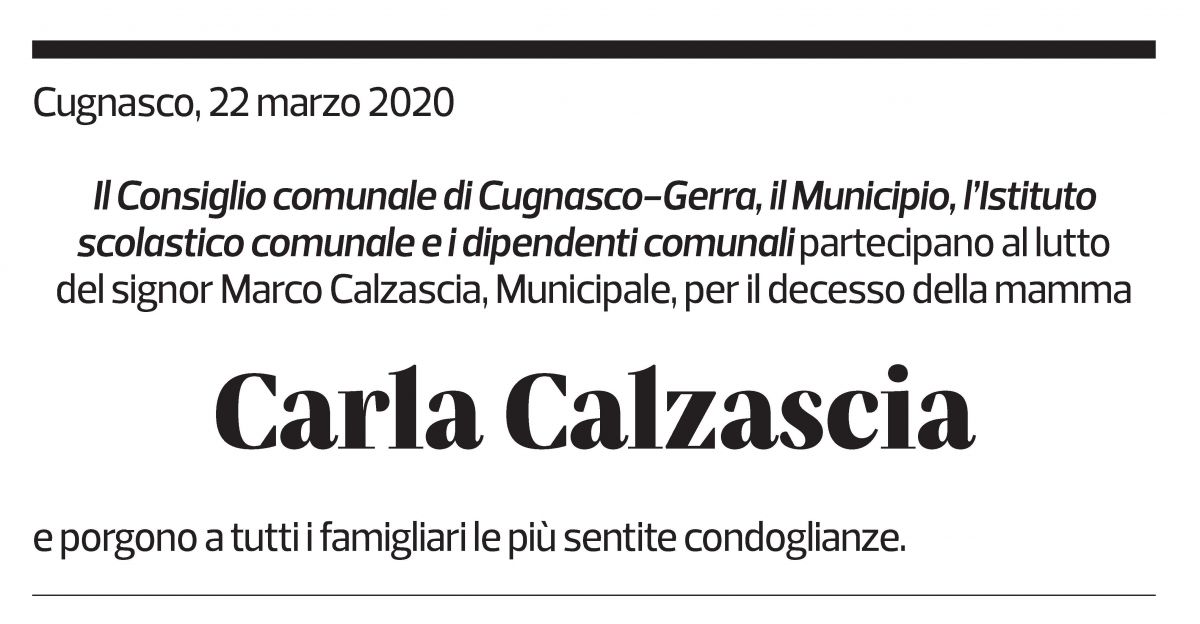 Annuncio funebre Carla Calzascia