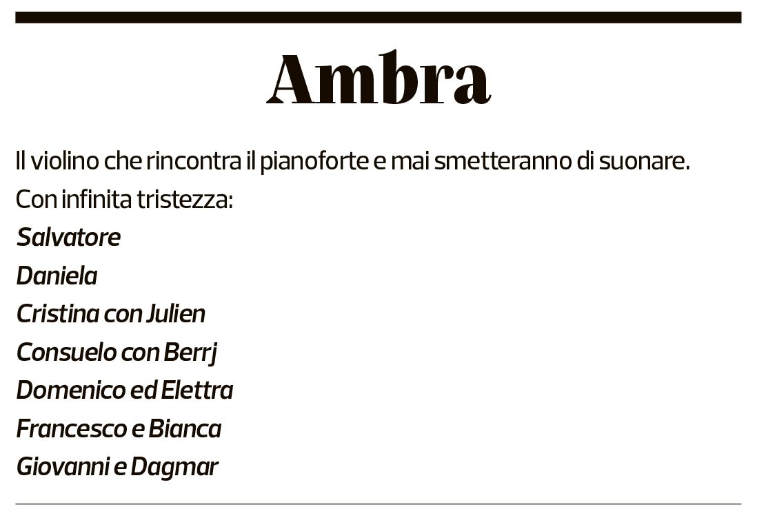 Annuncio funebre Ambra Albek