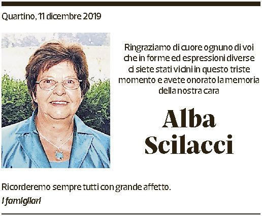 Annuncio funebre Alba Scilacci