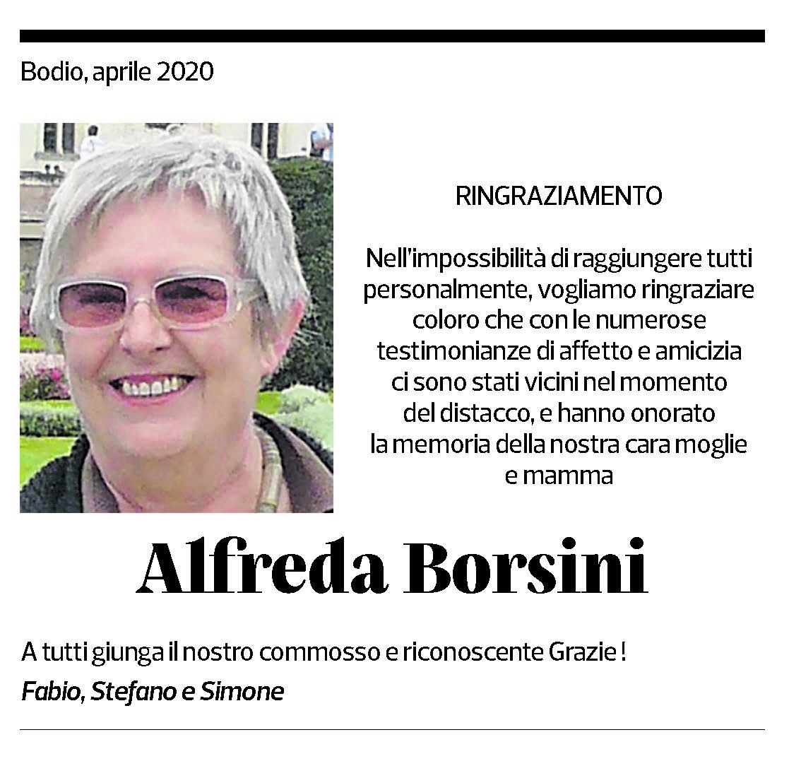 Annuncio funebre Alfreda Borsini