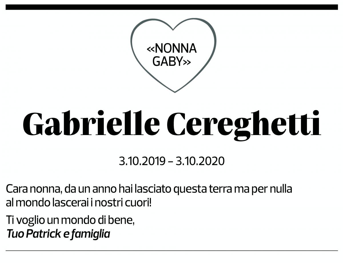 Annuncio funebre Gabrielle Cereghetti