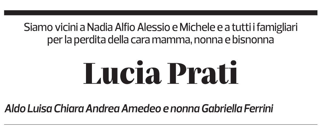 Annuncio funebre Lucia Prati