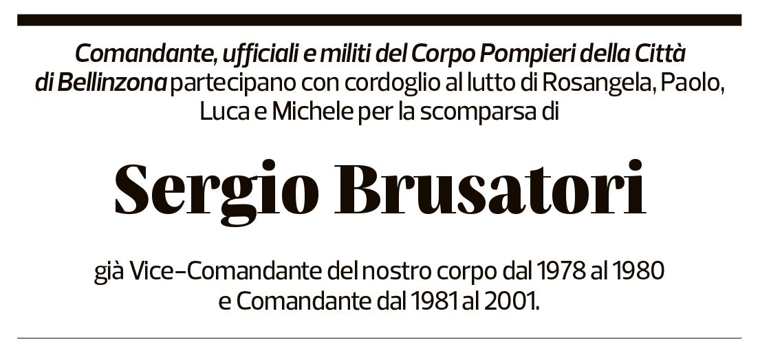 Annuncio funebre Sergio Brusatori