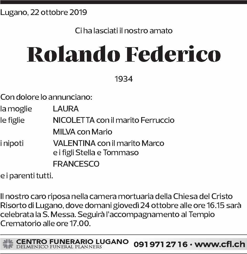 Annuncio funebre Rolando Federico