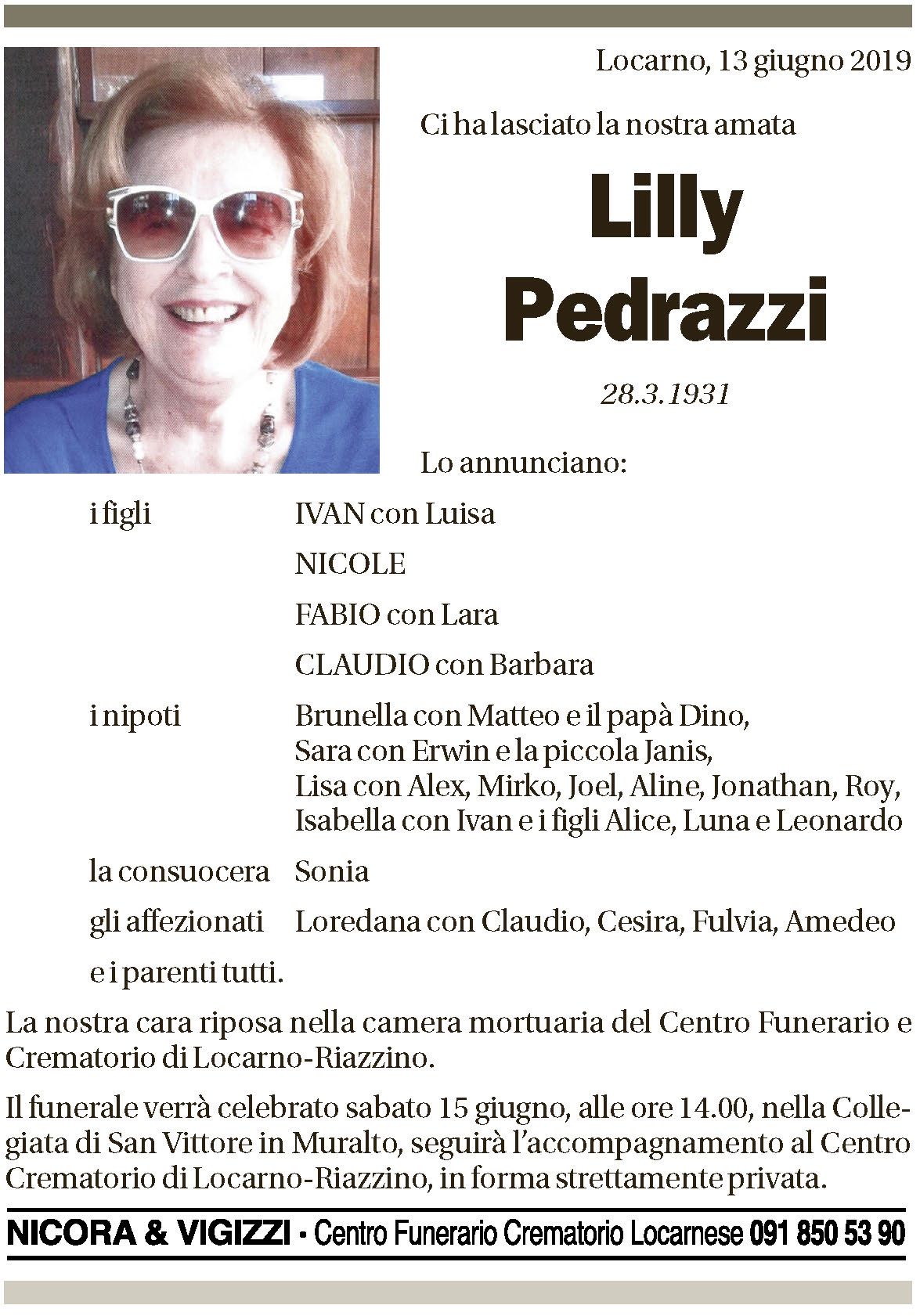 Annuncio funebre Lilly Pedrazzi
