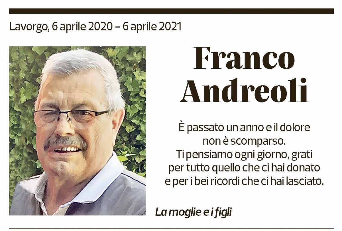 Annuncio funebre Franco Andreoli