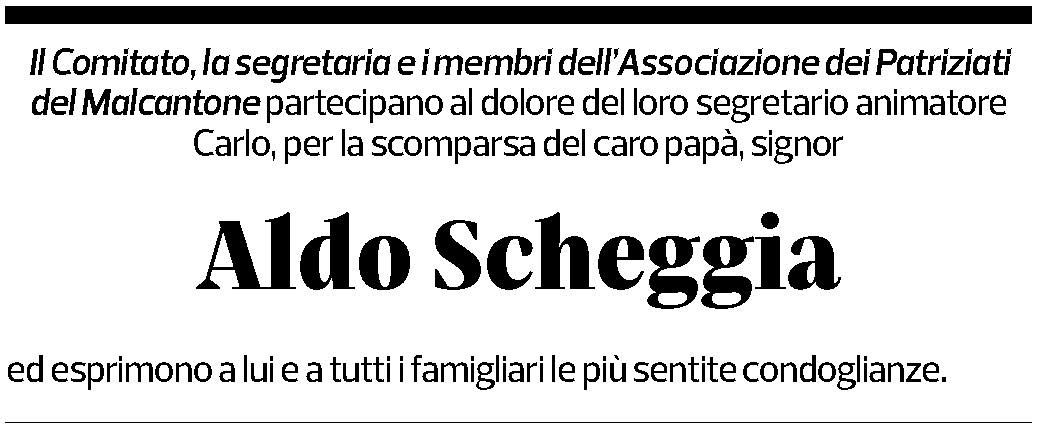 Annuncio funebre Aldo Scheggia