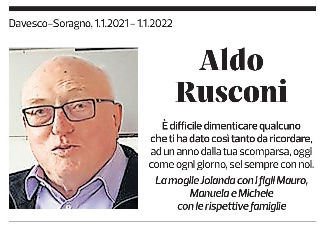 Annuncio funebre Aldo Rusconi