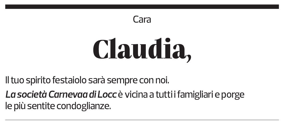 Annuncio funebre Claudia Ferrari